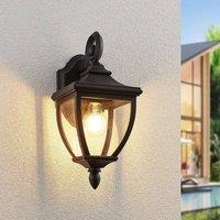 Lindby outdoor wall lamp Cerys, black plastic, height 37cm