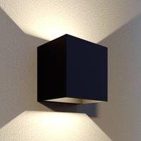 Lindby LED outdoor wall lamp Glyn, black, metal, 12cm, IP44