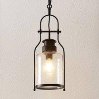 Lindby hanging light Rozalie, black, metal, lantern, 21cm