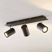 Lindby ceiling spotlight Joffrey, 49cm, black, 3-bulb, GU10