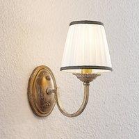 Lindby wall light Lumiel, cream/brass, textile, 27cm