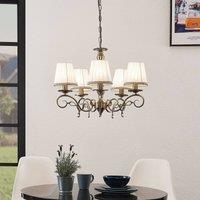 Lindby Finnick chandelier, antique brass, 5-bulb, E14