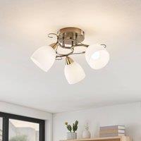 Lindby Thaddeus ceiling light, 44 cm, antique brass, glass