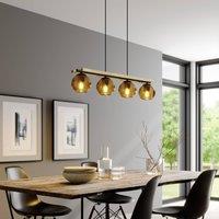 Lindby pendant light Enrique, 4-bulb, amber, glass