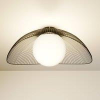 Lindby ceiling lamp Fabronia, black and white, glass, sphere, E27