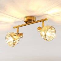 Lindby Kosta ceiling light, two-bulb, brass