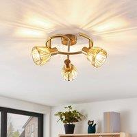 Lindby Kosta ceiling light, 3-bulb, brass