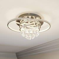 Lucande LED ceiling light Keely, chrome-coloured, crystal, 45 cm