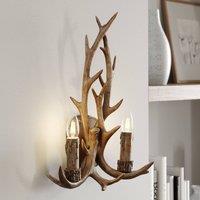 Lindby Fibi wall light, brown, antlers, 2-bulb, E14