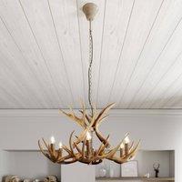 Lindby pendant light Fibi, steel, brown, antlers, 80 cm