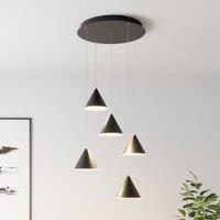 Lucande Livan LED hanging light, black, 5-bulb