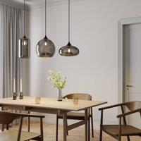 Lindby pendant light Marla, 3-bulb, glass, smoky grey, 102cm