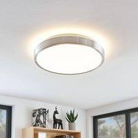 Lindby LED ceiling lamp Emelie, 42 cm, aluminium-coloured, metal
