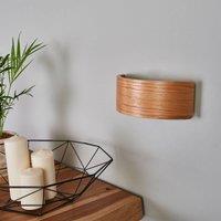 Lindby LED wall light Rafailia, width 23cm, wood, 3,000 K