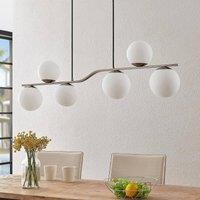 Lindby hanging light Avalyn, nickel-coloured, glass, 110 cm, E14