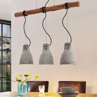 Lindby Grima hanging light made of concrete 3-bulb