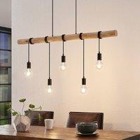 Lindby pendant light Rom, 5-bulb, wood, rope, black, E27