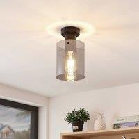 Lindby ceiling lamp Kourtney, 15cm, black/grey, glass, E27