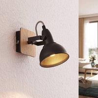Lindby spotlight Aylis, height 14 cm, black, wood, E14