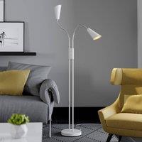 Lucande Medira floor lamp, white, 2-bulb, adjustable, GU10