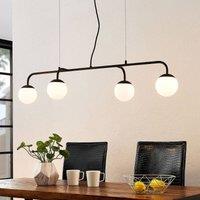 Lucande pendant light Rama, black, iron, glass, 112 cm long