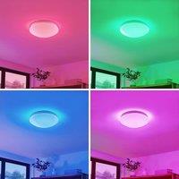 Lindby LED ceiling light Janosch, white, 28cm, remote control