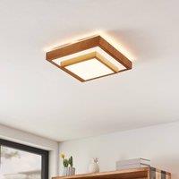 Lindby Mendosa LED ceiling light wood look angular