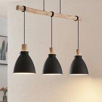 Lindby pendant light Trebale, E27, 28 cm, 3-bulb, wood