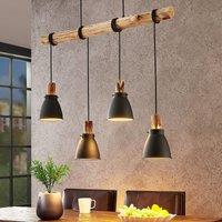 Lindby pendant light Trebale, E14, 15 cm, 4-bulb, wood