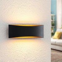 Arcchio LED wall light Jelle, 27 cm, black/gold, up/down
