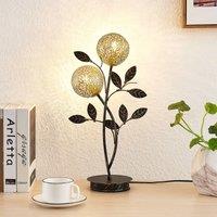 Lucande Evory table lamp, 48 cm, 2-bulb, black/gold, G9