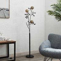 Lucande Evory floor lamp, 160 cm, 3-bulb, black/gold, G9