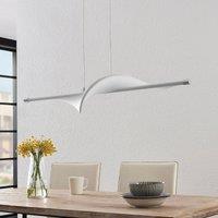 Lucande Edano LED hanging light, 122 cm, white, textile, dimmable