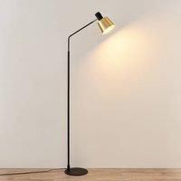 Lindby floor lamp Vlada, 144 cm, brass, black, metal