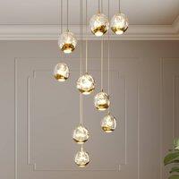 Lucande LED hanging light Hayley, 40 cm, 9-bulb, gold, glass