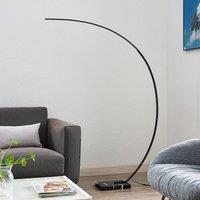 Lindby LED arc floor lamp Kendra, black, aluminium, height 180cm