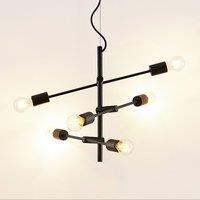 Lindby Estar pendant light, black, metal, 6-bulb, 57cm