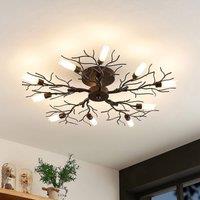 Lindby Bigna ceiling light, 68 cm, 10-bulb, glass, metal