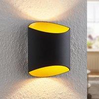 Arcchio Vilja wall light, black, gold, oval