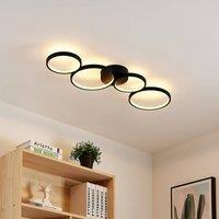 Lindby Evengeline LED ceiling light, black, aluminium, 88 cm