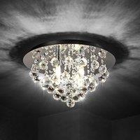 Lindby ceiling light Antonino, 4-bulb, chrome, crystal, 35cm