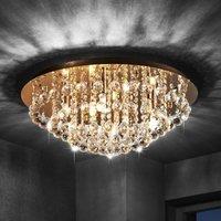 Lindby ceiling light Gillion, 8-bulb, gold, crystal, 55cm