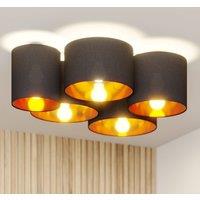 Lindby ceiling light Laurenz, 5-bulb, 83cm black/gold