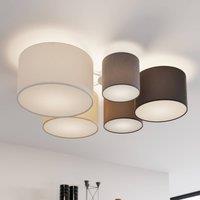 Lindby ceiling light Laurenz, 5-bulb, 93cm, brown/beige, E27