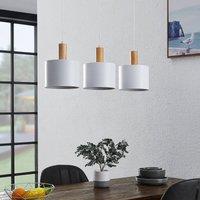 Lindby pendant light Kadir, 73 cm, 3-bulb, white, wood
