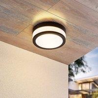 Lindby Flavi ceiling lamp, 23 cm, black, glass, IP44, E27