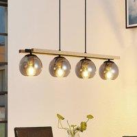 Lindby pendant light Enrique, 4-bulb, smoke grey, glass