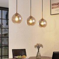 Lindby Hiwana hanging light, 3 smoked glass balls