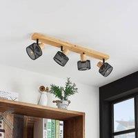 Lindby downlight Evinora, 77 cm, black, 4-bulb, wood