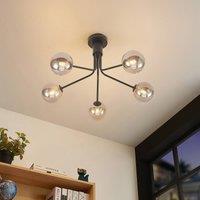 Lucande Wynona ceiling light 5-bulb black